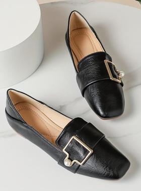 跨境Women'S Black Pointed Toe Flats Solid Color Slip on Work