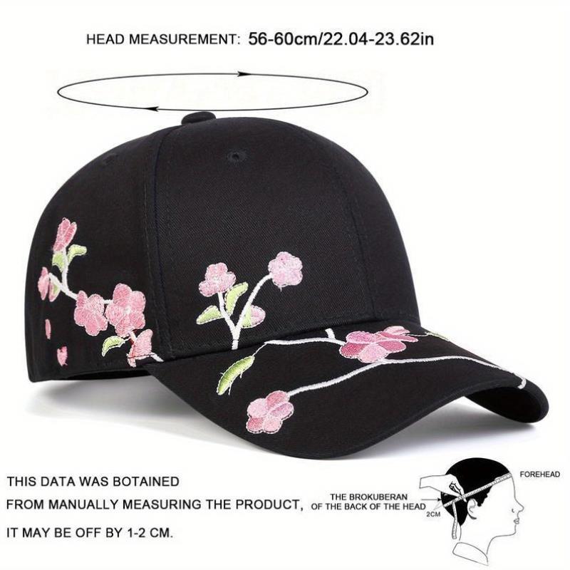 Unisex Peach Blossom Embroidered Baseball Cap Outdoor Sport