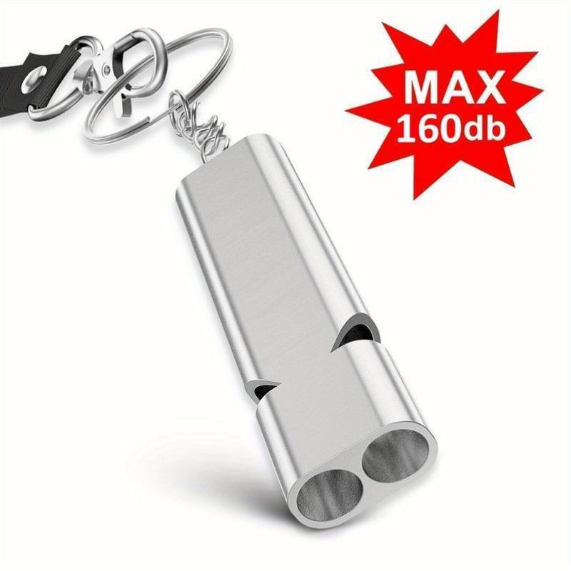 160 Decibel High Pched Dual Hole Survival Whistle Keychain
