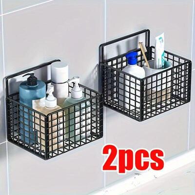 2025跨境新款 Home orage Organization 铁艺浴室壁架无需钻孔