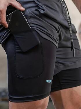 Camouflage Pattern 2 in 1 Double Layer Shorts men's Mid跨境