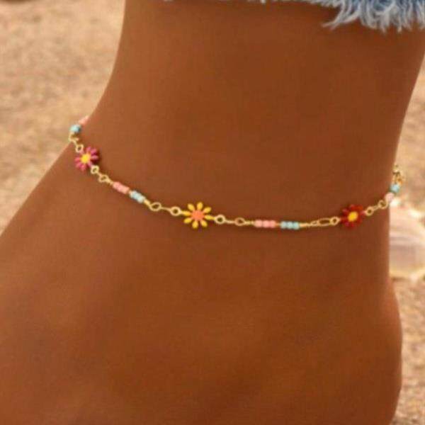 Boho yle Flower Design Anklet for Women & Girls Faion