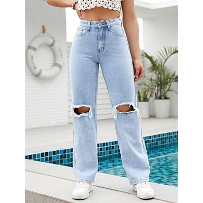 K 63986 Ripped Loose Wide Leg Jeans 破洞宽松阔腿牛仔裤