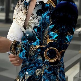 Blend men Sleeve Shirt跨境 Button Polyester Casual Long