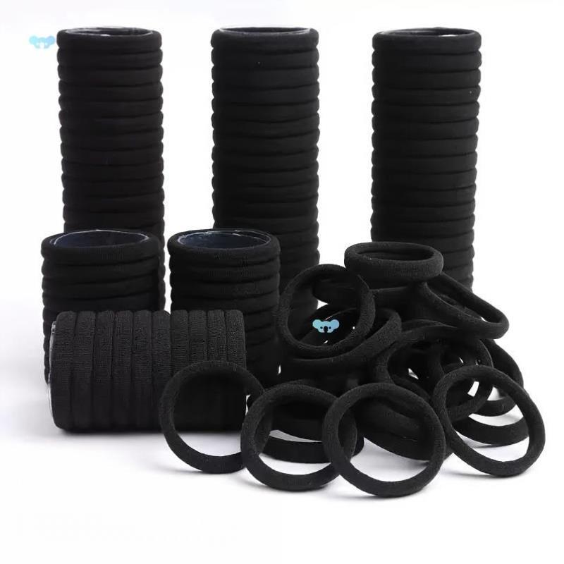50pcs Versatile Black Hair Ties Thick Elastic Gentle发带