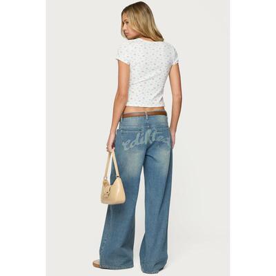 O 82367 Rhinestone Jeans 烫钻腰牛仔裤跨境速卖通