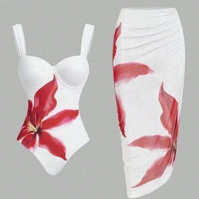 K 2399 Floral Print One-Piece Swimsuit 连体泳衣
