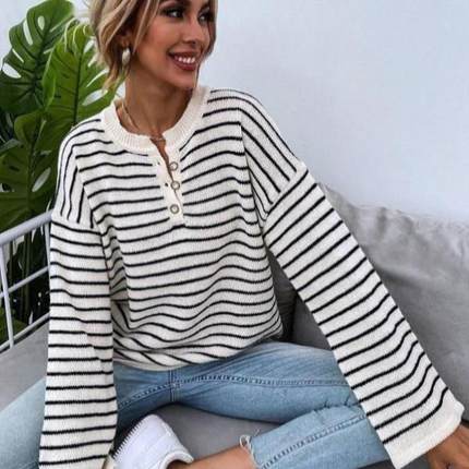 Women's Colorblock riped Print Button Front Drop Shoulder