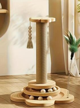 Deluxe Solid Wood Cat Scratching Post wh Sisal Rope Multi
