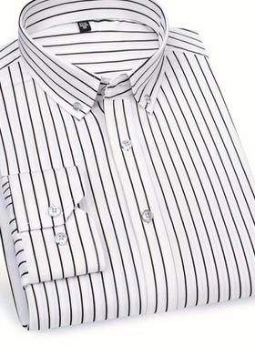 men's Slim F riped Shirt Casual Polyester 95% Spandex