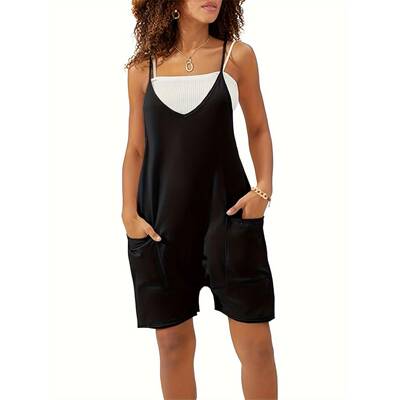 Q 52116 Zipper Pocket Straps Jumpsuit 拉链口袋连体裤