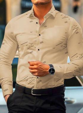 J 683 yli men's riped Lapel Collar Dress Shirt衬