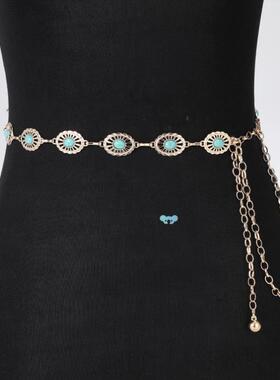 Western Concho women Chain Belt Turquoise Belly Body Chains
