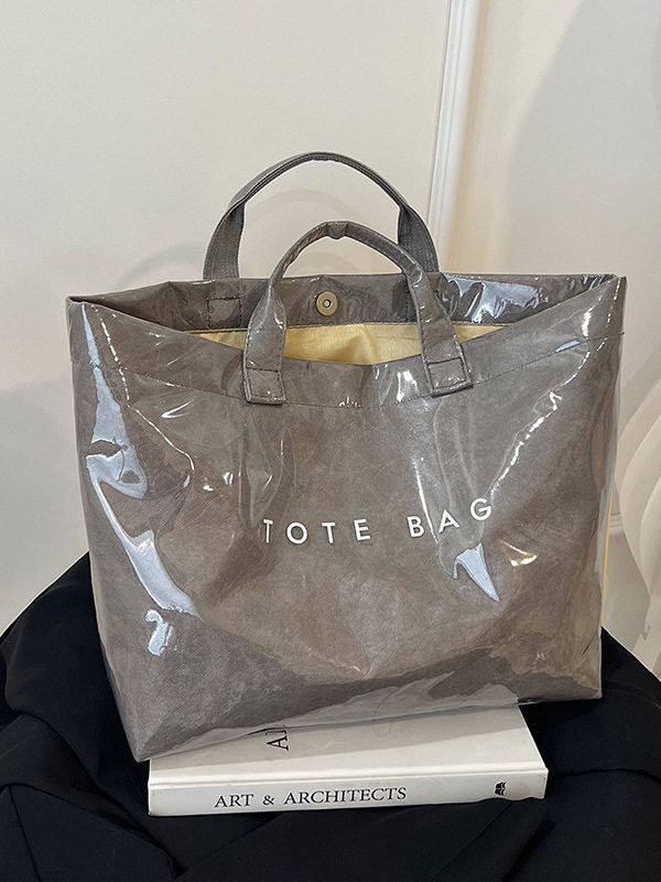 New Large Capacity Tyvek & Transparent Waterproof Jelly PVC Tote Bag for Work, Commuting, Travel and Maternity - Thumbnail 3