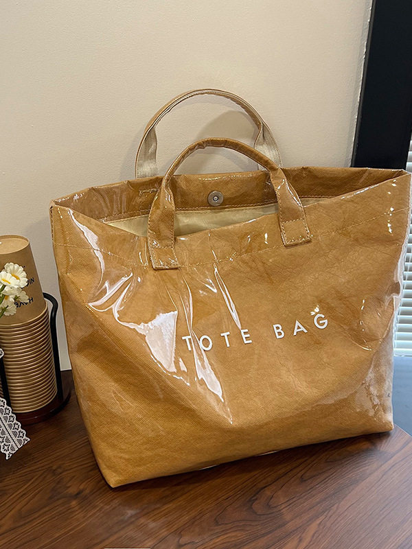 New Large Capacity Tyvek & Transparent Waterproof Jelly PVC Tote Bag for Work, Commuting, Travel and Maternity - Thumbnail 2