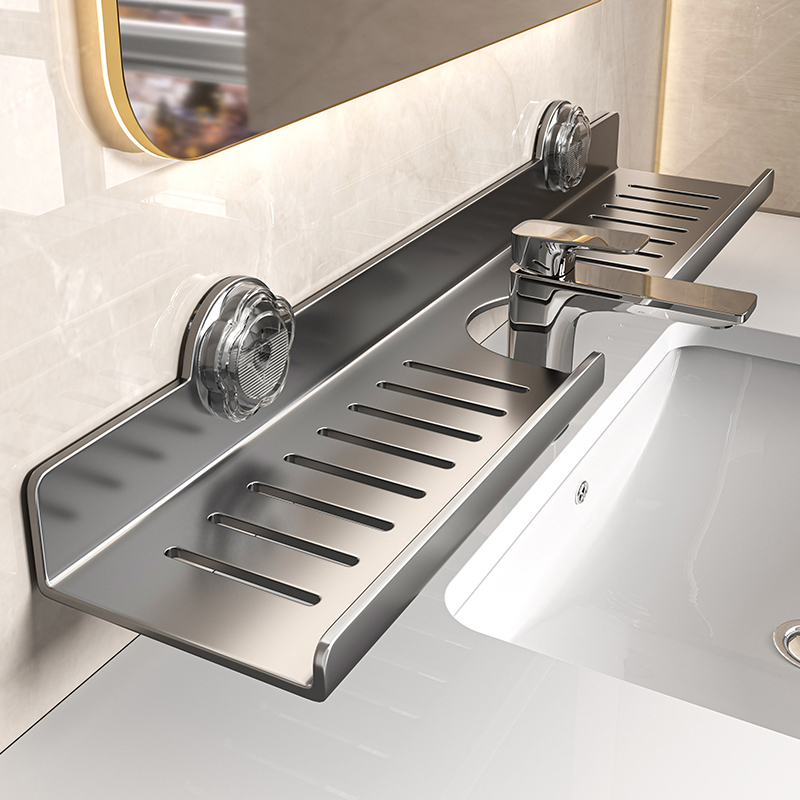 卫生间上墙置物架镜前水龙头洗手台盆洗漱台壁挂免打孔浴室收纳架