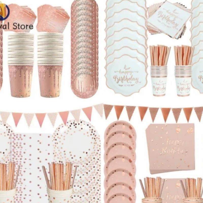 Party Supplies Paper Plate Cup raw Banner Tableware Bridal