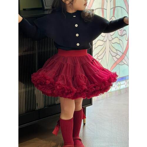 L 44955 Tutu Skirt Girls A-Class Tulle Puffy Skirt 女童网纱