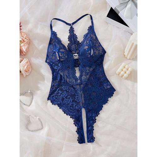 H 43452 Lace See Through V Neck Cute Pajamas 可爱蕾丝睡衣