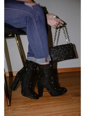 M 20788 TEMU跨境秋季外贸款女士镶钻水钻短靴闪亮派对款