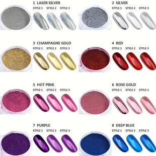 8 Colors Nail Art Glter set Illusion Electroplating