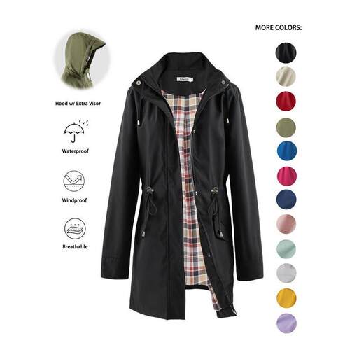 H 44195 Waist-cinched waterproof jacket 收腰连帽防雨服爆