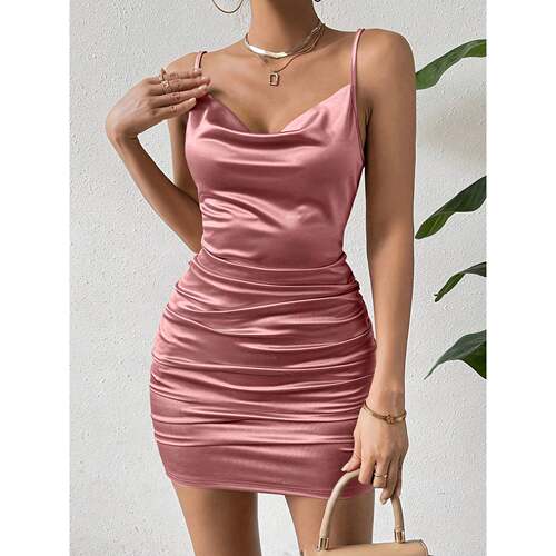 I 10171 Satin Slip Dress Sexy Short 缎面吊带裙