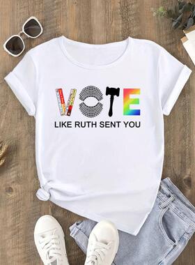 H 78141 English Slogan T-shirt 英文标语 T 恤跨境速卖通亚
