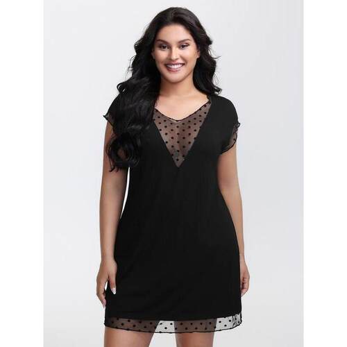 H 90103 Lace Trimmed Homewear Sleep Dress 蕾丝拼接睡裙