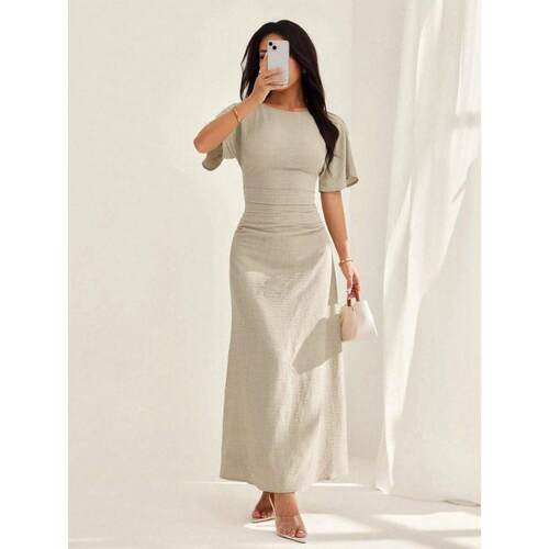 I 17326 Cotton Split Midi Dress 棉质开叉中长连衣裙