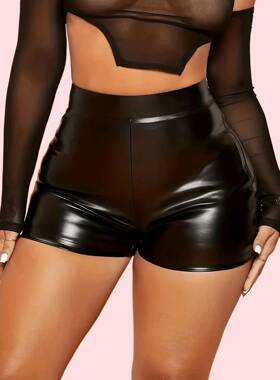 H 57862 High Waist Leather Shorts 腰皮短裤