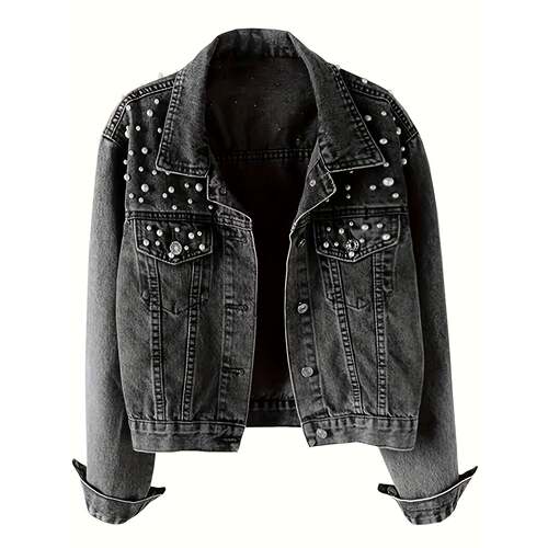 H 61512 Rhinestone Studded Denim Jacket 钉珠牛仔外套