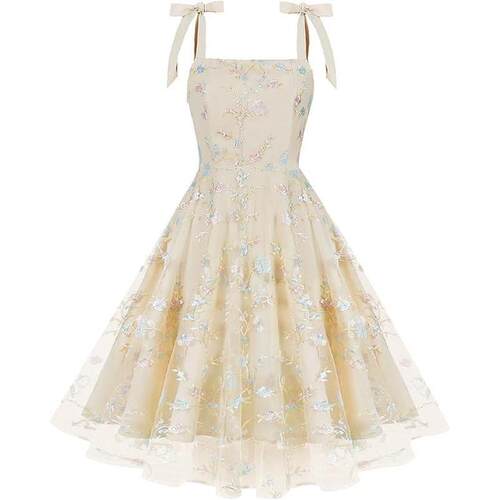 H 79697 Sleeves Dress with Embroidery 刺绣吊带裙