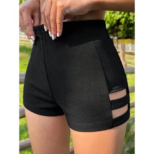 H 95716 High waist stretch denim shorts 腰弹力牛仔短裤