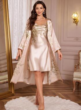 H 64794 Thin Strap Homewear Robe Pajama Set 薄款吊带睡袍