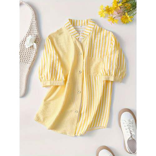 H 71611 French Style Striped Shirt 法式条纹衬衫