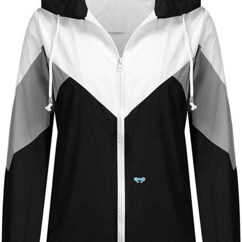 Zip up Hoodie Windbreaker Jacket Casual Color Block Long跨境