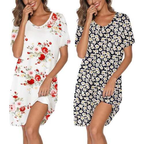 H 57095 Women's Printed Round Neck Dress 印花连衣裙
