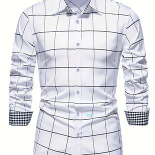 Lapel Sleeve Collar Long Collar跨境 Shirt Plaid