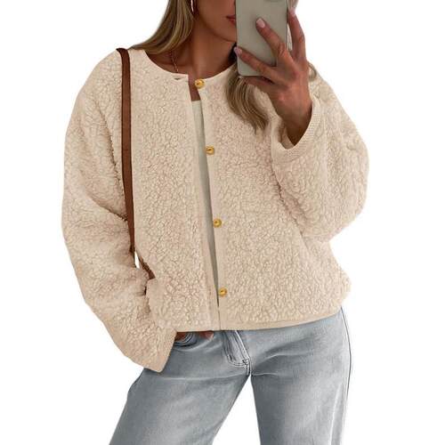 H 96874 Fleece Button Cardigan 绒开衫