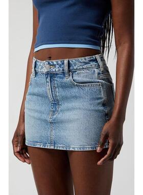 R 58197 TEMU跨境秋季外贸款女士中度靛蓝牛仔迷你裙多色款