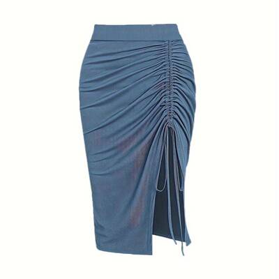 H 56043 Summer Solid Color High Waist Skirt 纯色腰半身裙