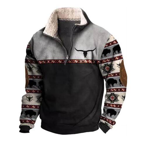 H 41451 Men's Print Half Zip Jacket 印花夹克