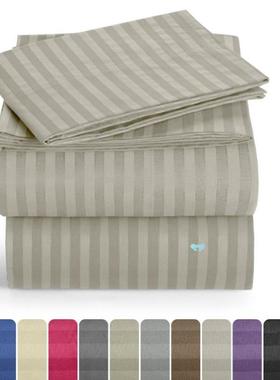 Lux Decor 4 Pieces riped Bed Sheets Set - Hotel Luxury