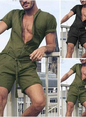 H 7479 Solid Color Short Sleeve Jumpsuit 纯色连体短袖