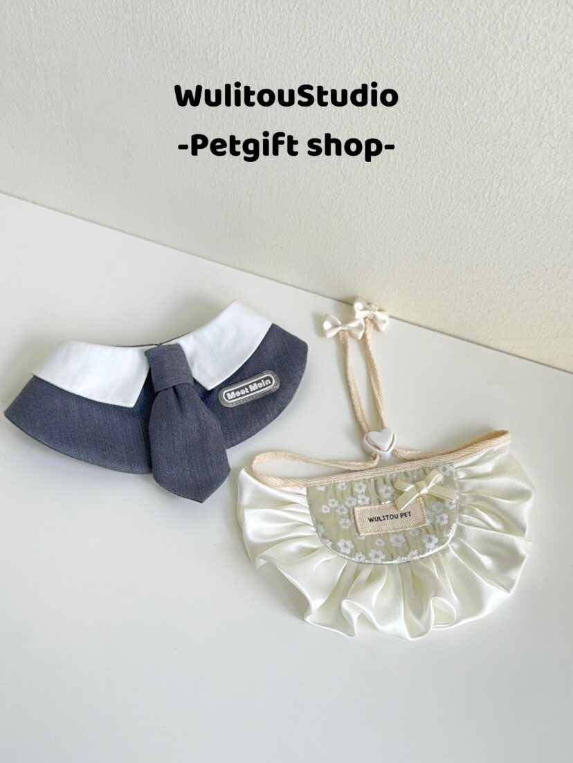 Wulitou原创狗狗猫咪口水巾宠物围巾围嘴项圈领结绅士结婚婚礼