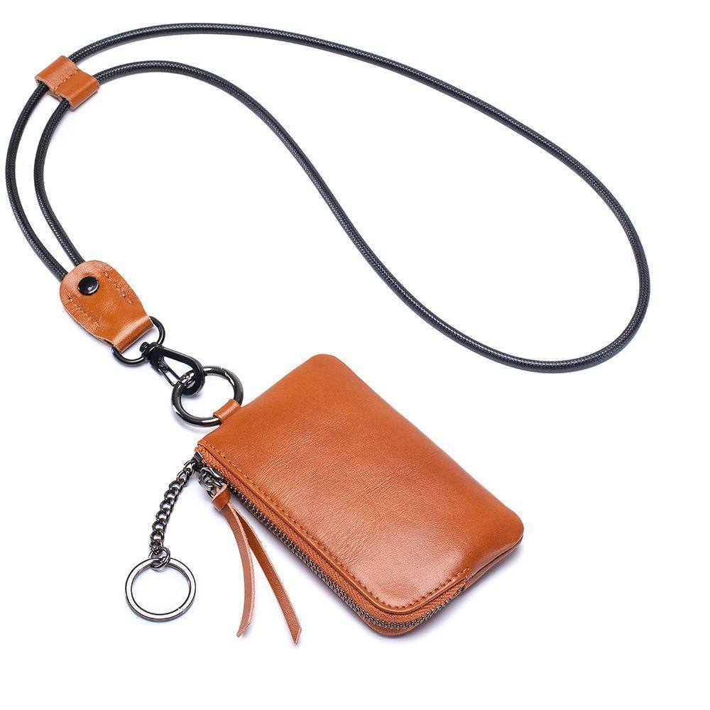 钥匙包男款2025高级质感挂脖零钱包小巧收纳零钱卡包带钥匙圈软款