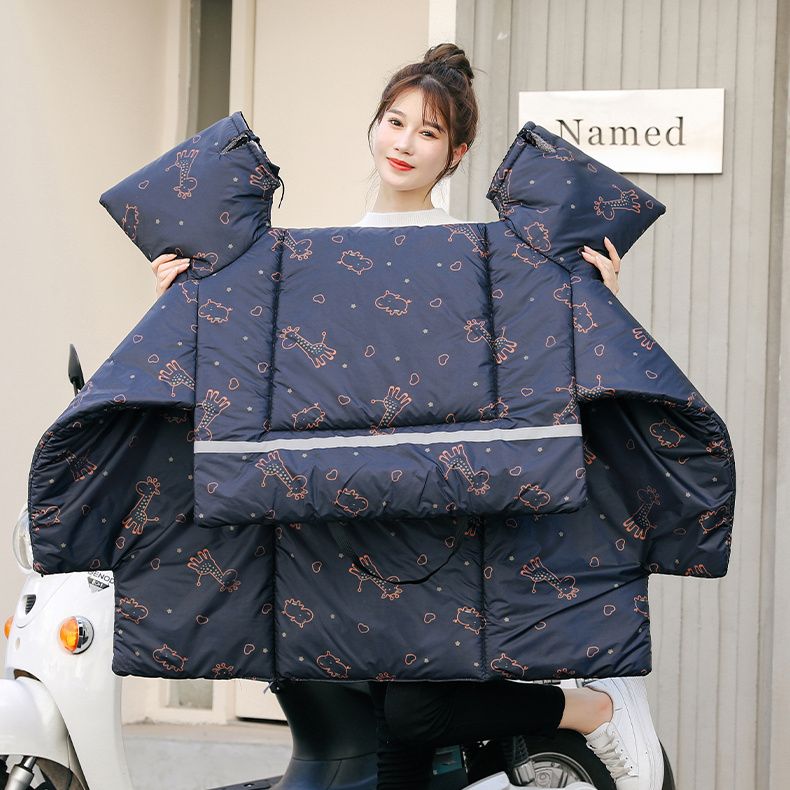 踏板摩托车专用挡风被双面防水电动车挡风被冬季双面防水加厚护肩