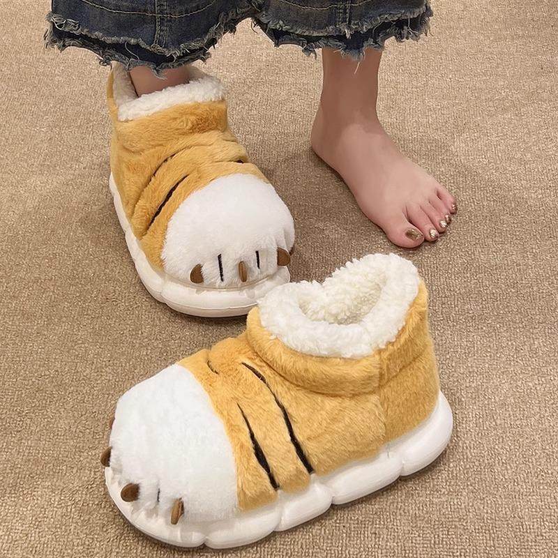 办公室棉拖鞋女可外穿虎爪棉拖鞋女冬季包跟可爱加绒加厚保暖防滑