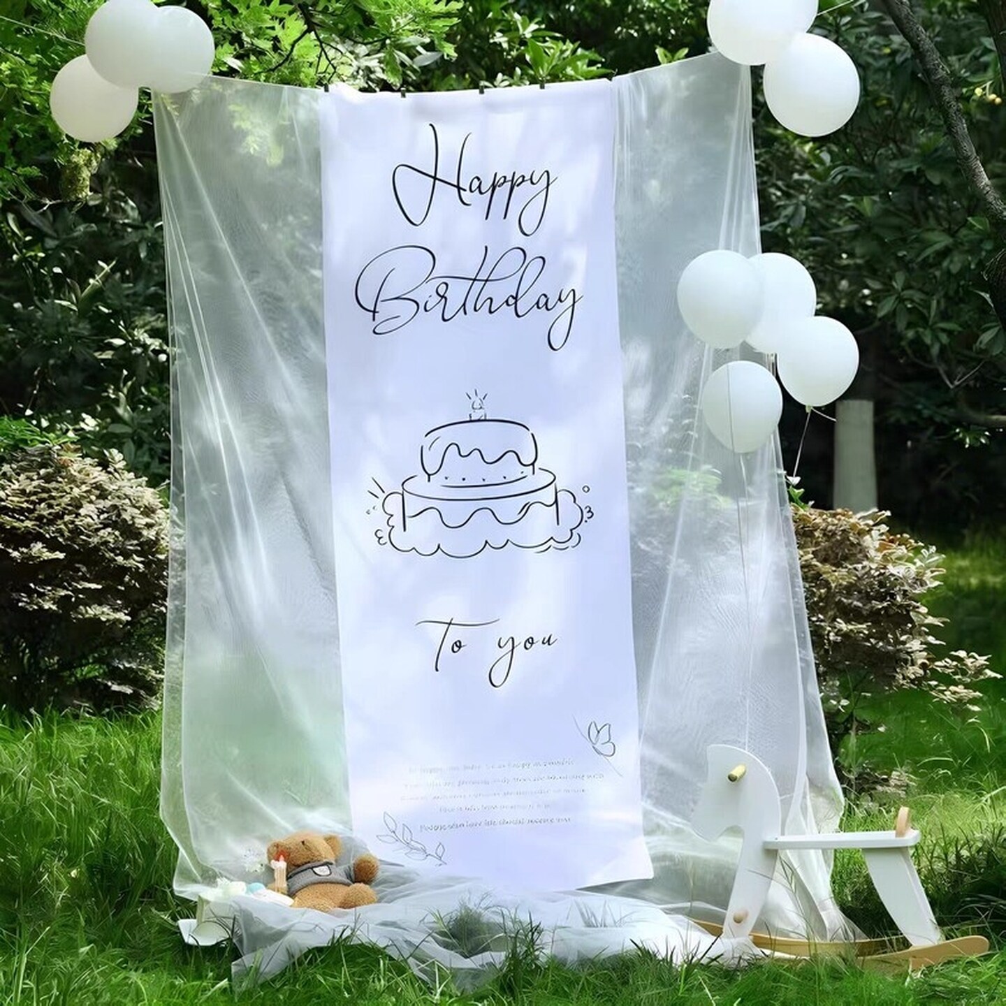 小红薯同款户外生日场景氛围布置装饰网纱背景挂布高级感女孩拍照